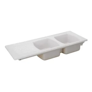 Ausmann Ceramic Crest Dubbel Keramisk Vit Diskho med Avrinningsdel 1205 x 500 mm 1208971132 prisnedsättning
