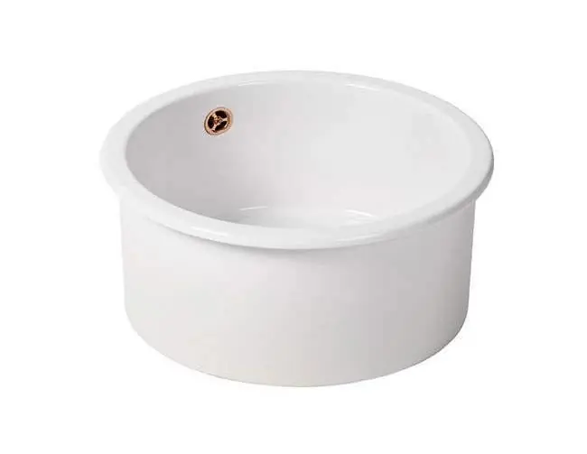 Ausmann Ceramic Ember Keramisk Vit Rund Diskho Överbyggnad och Underbyggnad med Kopparplugg 1208971462 Snabb leverans