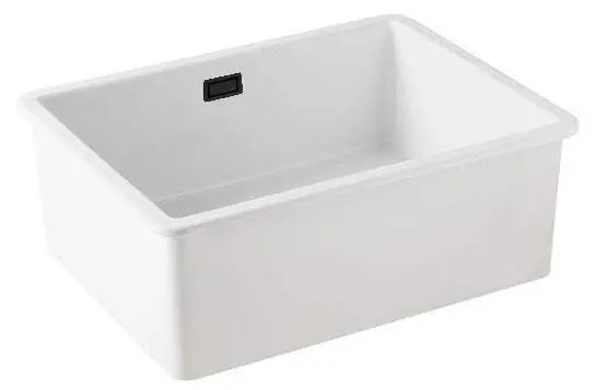 Ausmann Ceramic Ember Keramisk Vit Diskbänk - Överbyggnad och Underbyggnad 54 x 40 cm med Svart plugg 1208971494 Endast idag