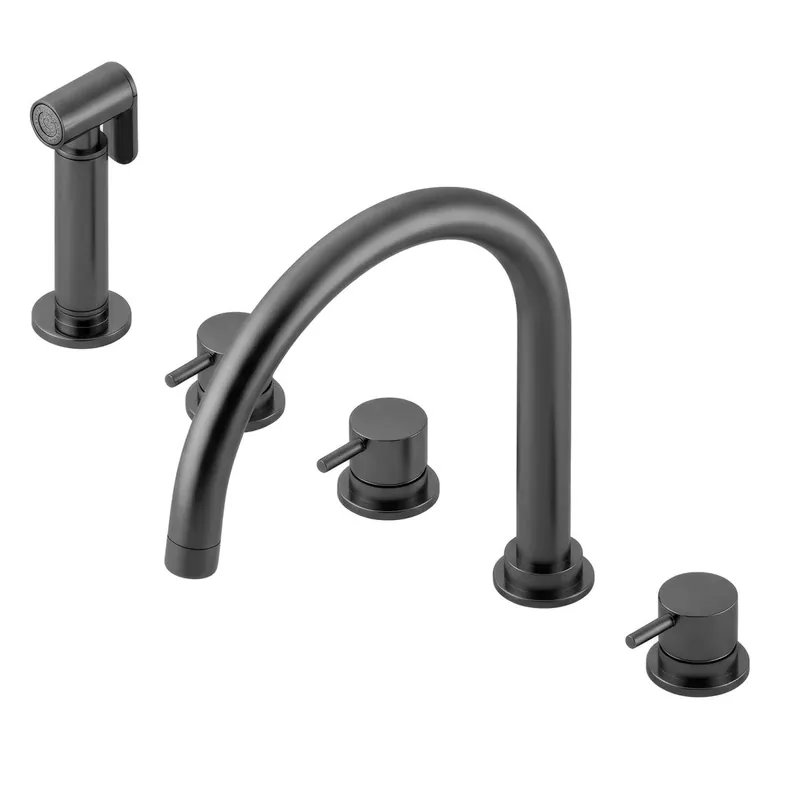 Lägg i varukorgen Waterevolution Flow 5-håls köksblandare med utdragbar dusch och anslutning för filtrerat vatten gun metal T154UGME