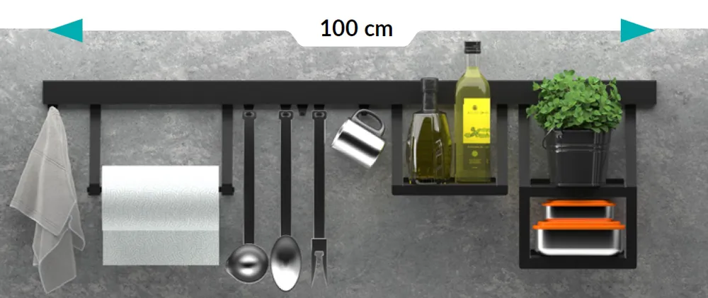 Epka Luxion Set Köksskenor 100 cm med Tillbehör Metall med Dold Fästning Svart 1208969983 Köp nu