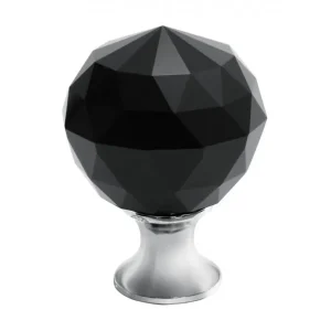 Zamak-knopp Crystal Palace A 30 mm krom + SVART KRISTALL - Uppsättning av 2 Lågt pris