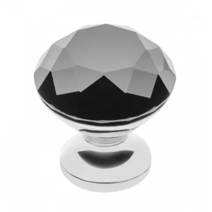 Zamak-knopp Crystal Palace B 25 mm krom + SVART KRISTALL - Uppsättning av 2 Billig