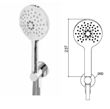 Waterevolution Flow rund handduschset komplett med vägganslutning krom - 3 lägen - T1621R01 I lager