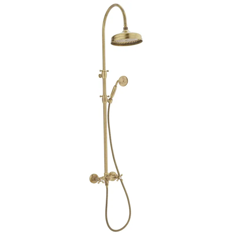 PB klassisk duschset med regndusch, teleskopisk duschstång, brons 1208855932, med stjärnformade knoppar Outlet