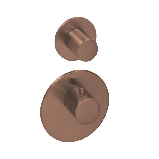 SB 316 AESTHETICS Rund Inbyggnadstermostat med 1 utgång / stoppventil PVD borstad koppar 1208954894 Fynd