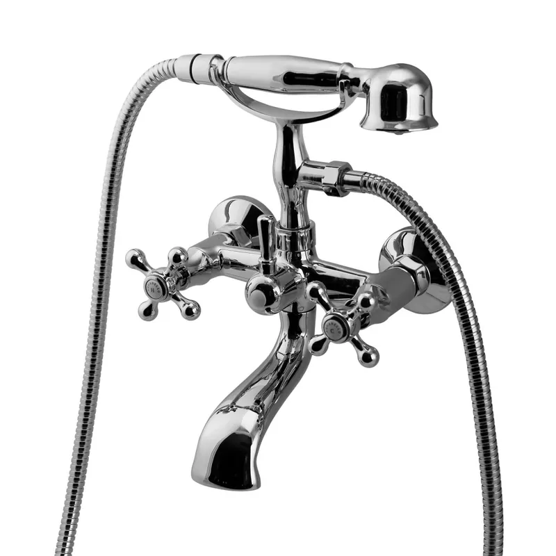 Begränsad tid Aquanello Heritage Ascot Klassisk badkran med stjärnknappar i krom inklusive handdusch CR-3002-HA
