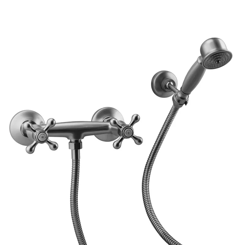 Handla nu Aquanello Heritage Ascot Klassisk duschbatteri med stjärnknappar i rostfritt stål inklusive handdusch NB-2002-HA