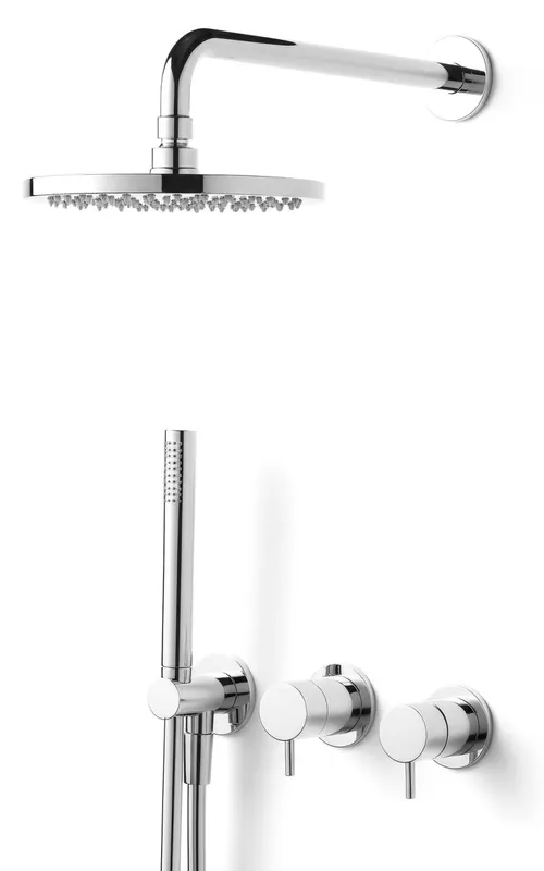 Waterevolution Flow inbyggt duschset i krom med termostat, regndusch och handdusch 1208957343 Fynd