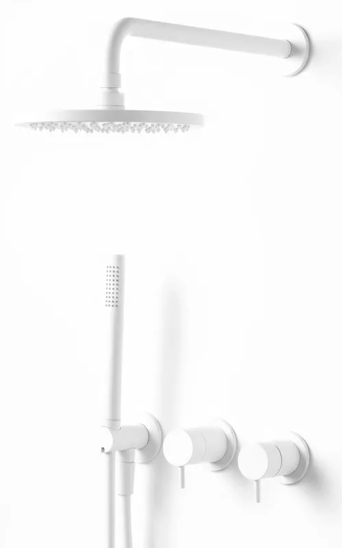 Endast idag Waterevolution Flow inbyggt duschset matt vitt med termostat regndusch och handdusch 1208957344