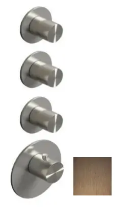 SB 316 AESTHETICS Rund Inbyggnadstermostatblandare med 3 utgångar/ 3x avstängningsventil PVD koppar borstad 1208954965 Säker betalning