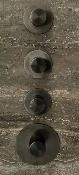 Endast denna vecka SB 316 AESTHETICS Rund Inbyggnadstermostatkran med 3 utgångar/ 3x stoppkran PVD gun metal borstad 1208954967