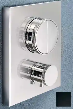 SB Push Square Inbyggd termostatblandare med tryckknappsomkastare och volymkontroll matt svart 1208955126 Outlet