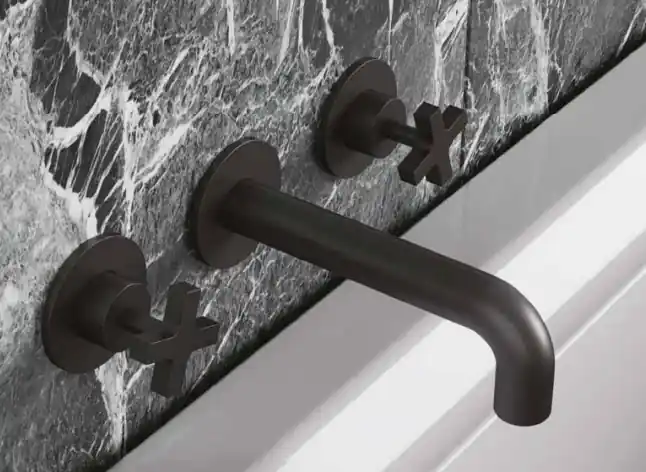 Beställ idag Waterrevolution Cruz 3-håls inbyggd tvättställsblandare med 15 cm utloppspip matt svart 1208916582