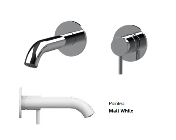 SB Round inbyggd tvättställsblandare matt vit 132 mm Expressleverans