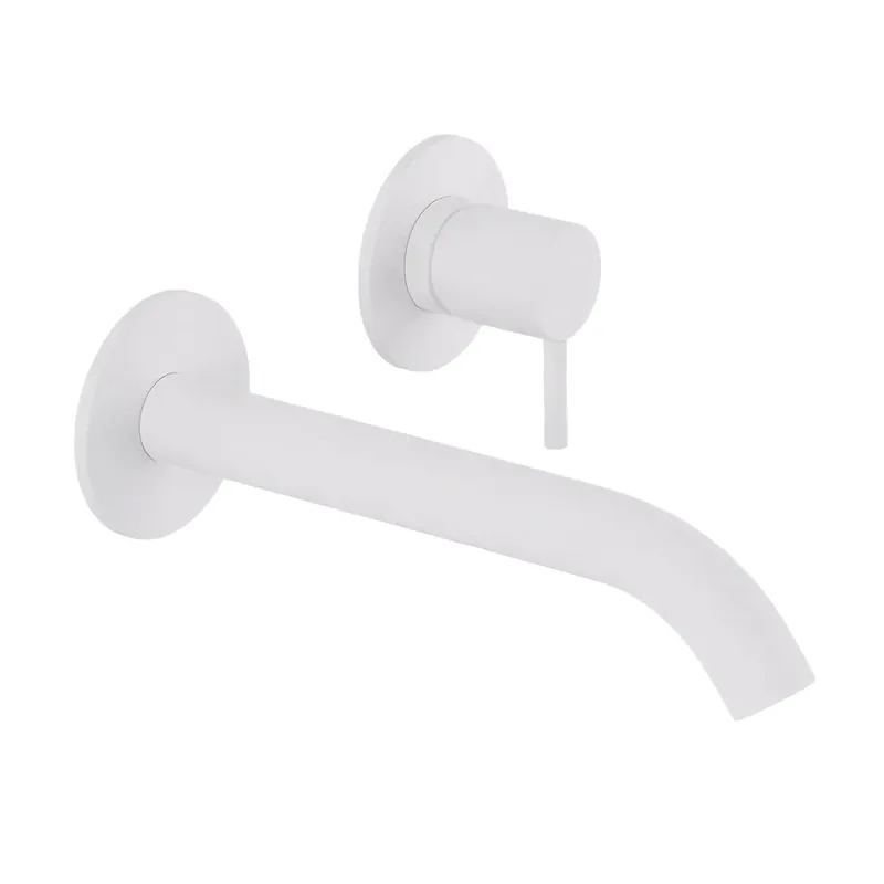 SB Round inbyggd tvättställsblandare matt vit 162mm Trygg betalning