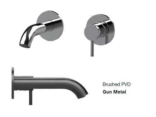 I lager SB Round infälld tvättställsblandare gun metal PVD 102 mm