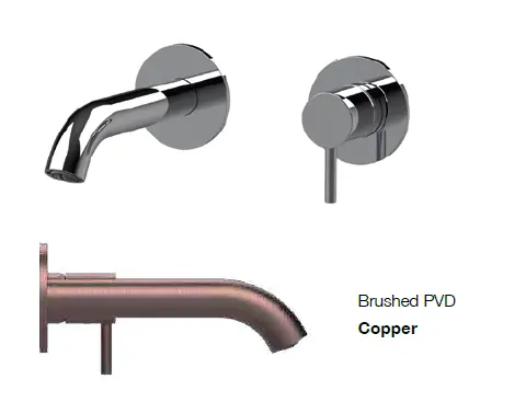 SB Round inbyggd tvättställsblandare borstad koppar PVD 132mm Snabb frakt