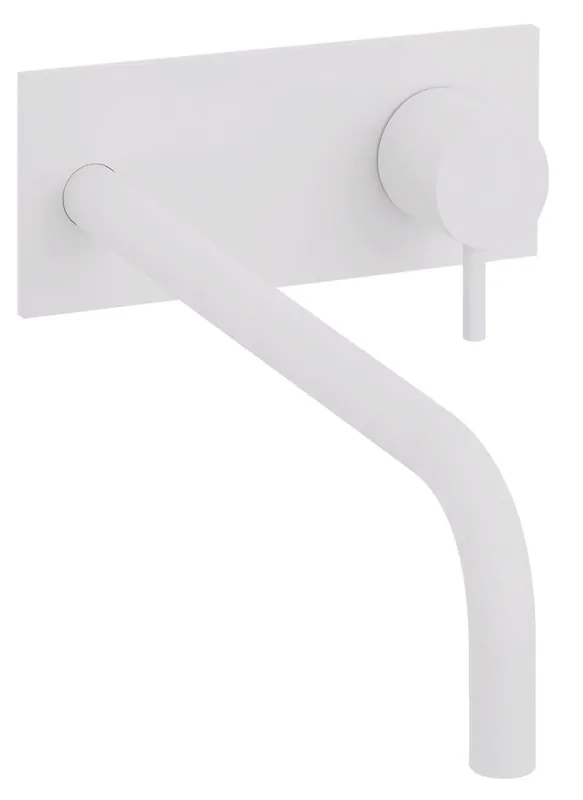Waterevolution Flow inbyggd tvättställsblandare med täckplatta matt vit med utloppspip 25 cm T1161BBR-25 Billigare