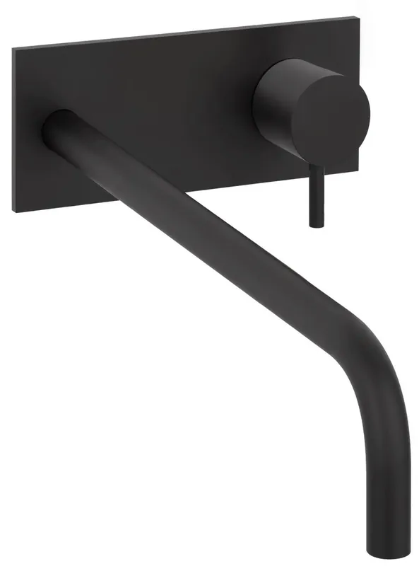 Waterevolution Flow inbyggnadstvättställsblandare med täckplatta matt svart med utloppspip 25 cm T1161BPR-25 Nedsatt pris