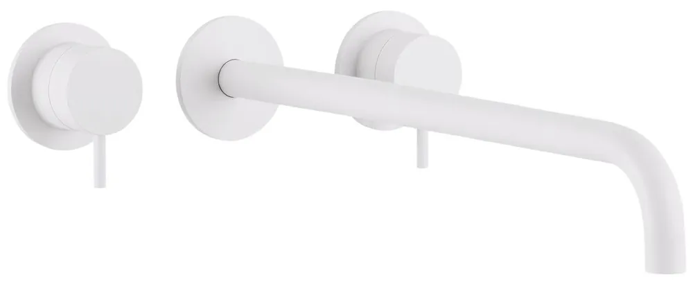 Waterevolution Flow 3-håls infälld tvättställsblandare matt vit med utlopp 25 cm T1163FBR-25 Billig