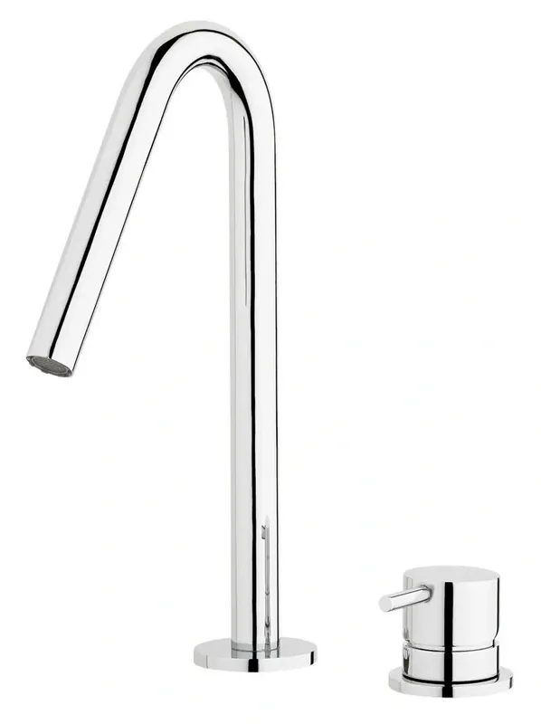 Erbjudandepris Waterrevolution Flow 2-håls tvättställsblandare krom med liten V 120mm pip T1121V01