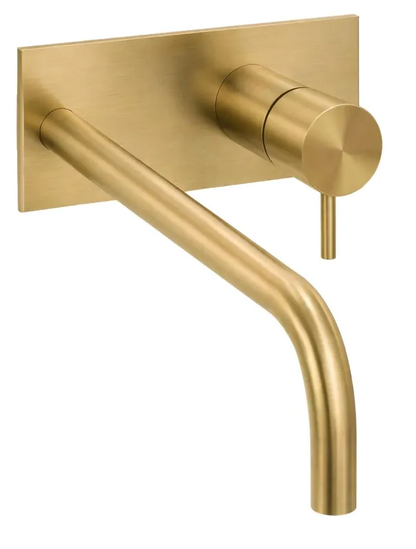 Waterevolution Flow inbyggd tvättställsblandare med täckplatta Borstat mässing med utlopp 15 cm T1161LE-15 Snabb leverans