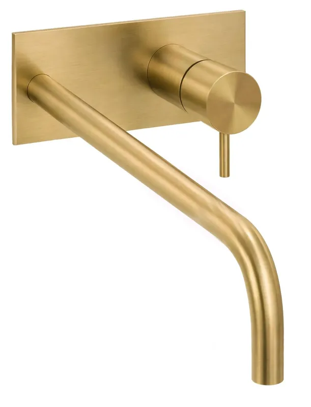 Populär Waterevolution Flow inbyggd tvättställsblandare med täckplatta Borstad mässing med utlopp 21 cm T1161LE-21