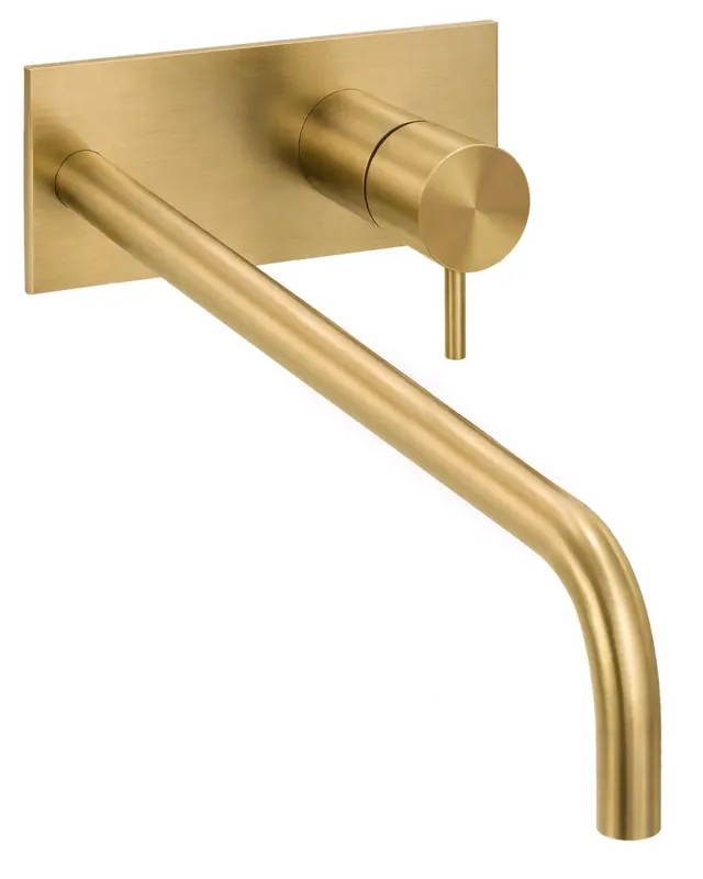 Premium Waterevolution Flow infälld tvättställsblandare med täckplatta Borstat mässing med utlopp 25 cm T1161LE-25