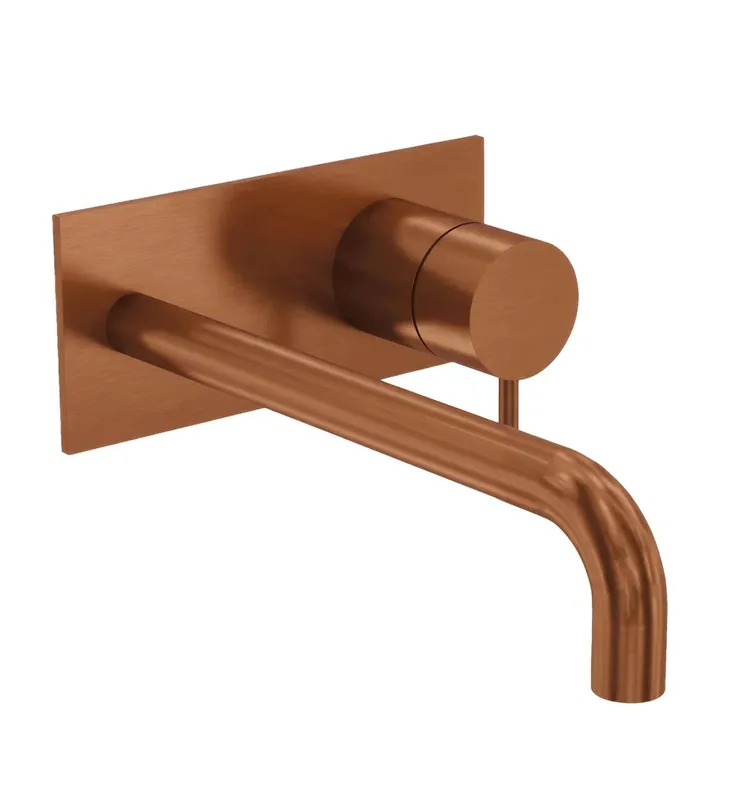 Waterevolution Flow inbyggd tvättställsblandare med täckplatta PVD Borstad Koppar med utloppspip 15 cm T1161CPE-15 Sista chansen