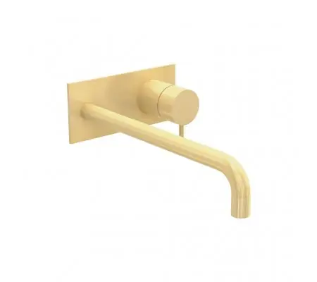Waterevolution Flow inbyggd tvättställsblandare med täckplatta PVD Light Gold med utloppspip 21cm T1161WGE-21 Sista chansen