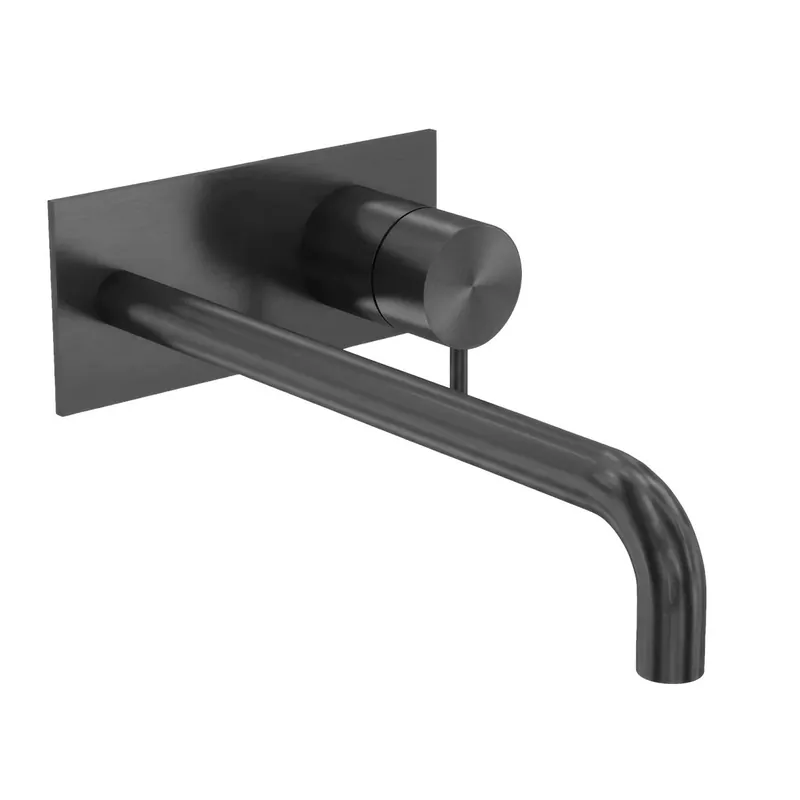 Lägg i varukorgen Waterevolution Flow infälld tvättställsblandare med täckplatta PVD Gun Metal med utlopp 21 cm T1161GME-21