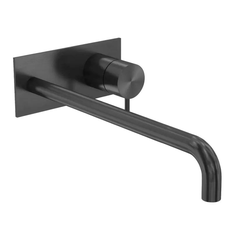 Waterevolution Flow inbyggd tvättställsblandare med täckplatta PVD Gun Metal med utlopp 25 cm T1161GME-25 Premium