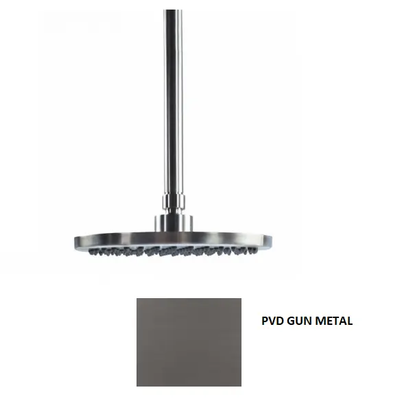 Waterevolution Flow takdusch 250 mm med takanslutning Gun Metal T1642GME Expressleverans