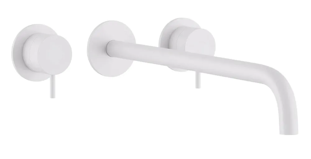 Waterevolution Flow 3-håls infälld tvättställsblandare matt vit med utlopp 21 cm T1163FBR-21 Köp online