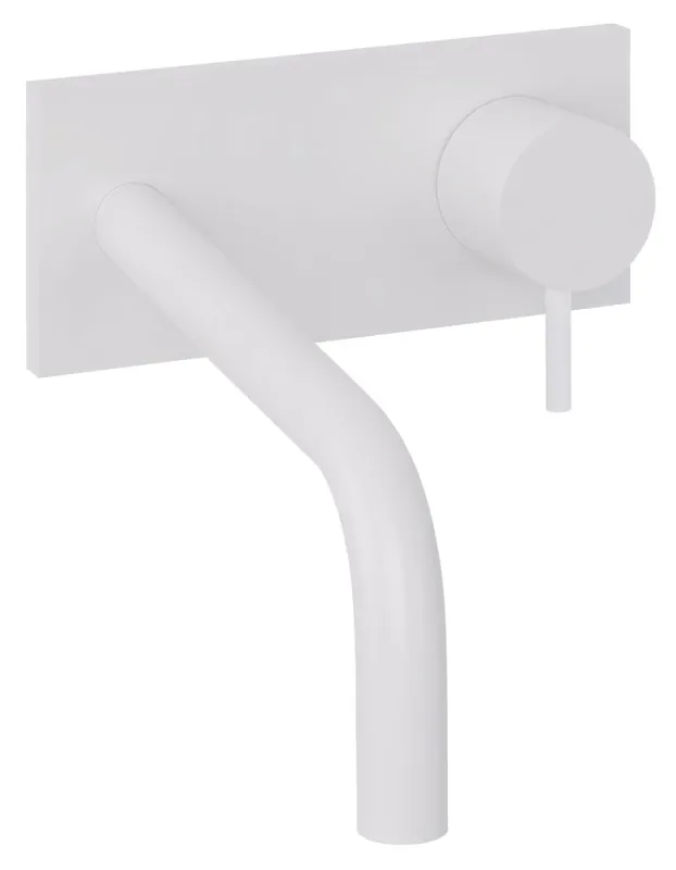 Endast idag Waterevolution Flow inbyggd tvättställsblandare med täckplatta matt vit med utloppspip 15 cm T1161BBR-15