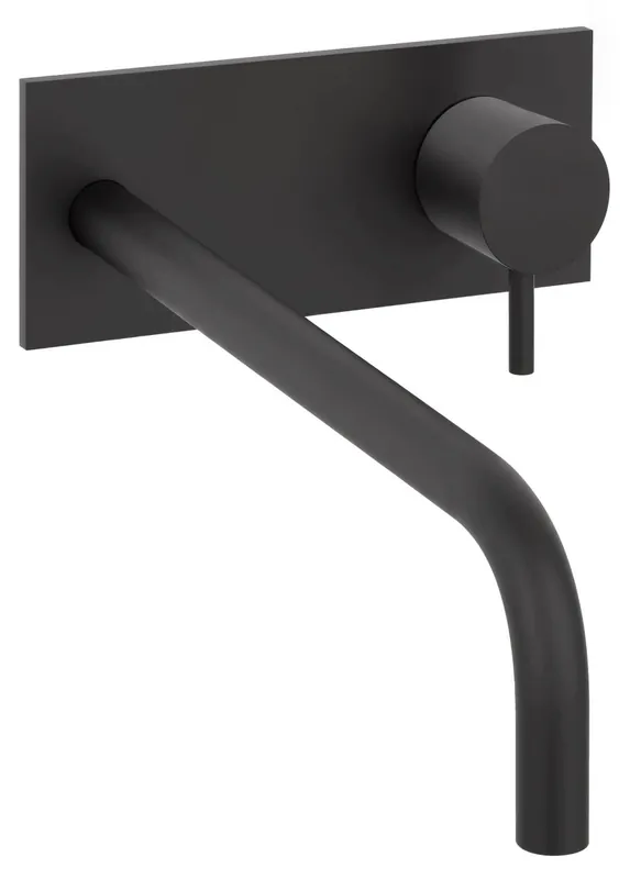 Waterevolution Flow inbyggd tvättställsblandare med täckplatta matt svart med utloppspip 21 cm T1161BPR-21 Sänkt pris