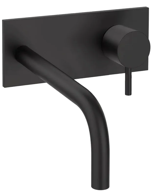 Waterevolution Flow inbyggd tvättställsblandare med täckplatta matt svart med utlopp 15 cm T1161BPR-15 Rabatter