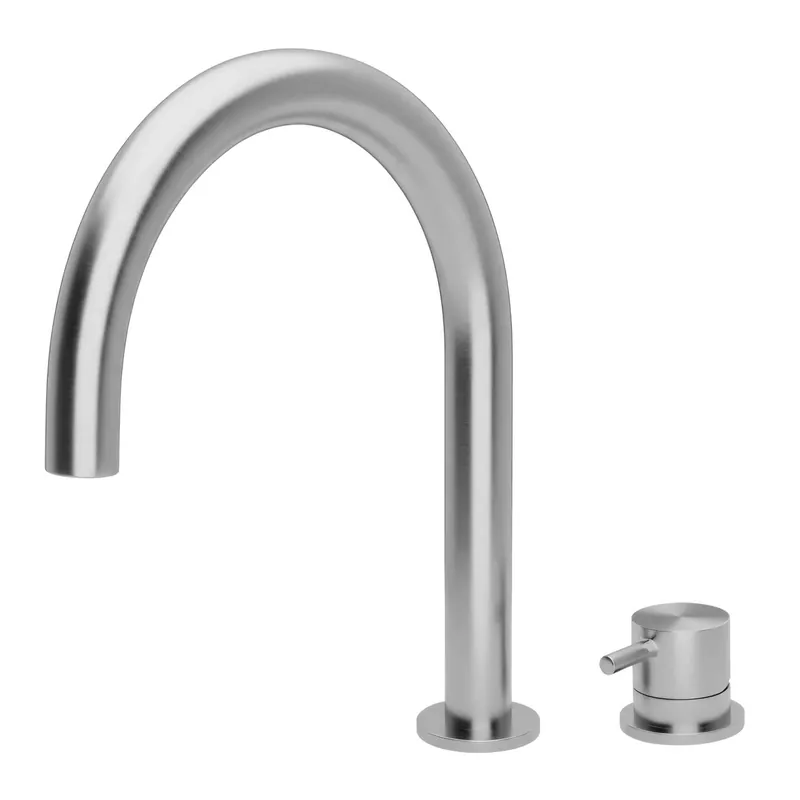 Waterevolution Flow 2-håls tvättställsblandare helt i rostfritt stål med låg U 200mm pip T1121UIE Extra rabatt