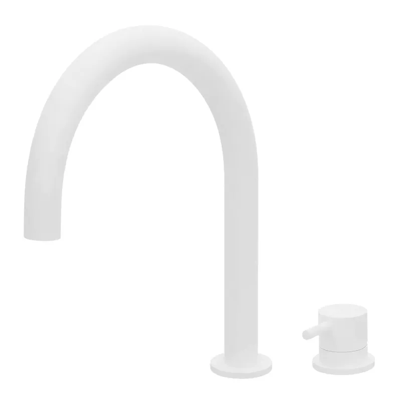 Waterevolution Flow 2-håls tvättställsblandare vit med låg U 113 mm utlopp T1121UBR Nedsatt pris