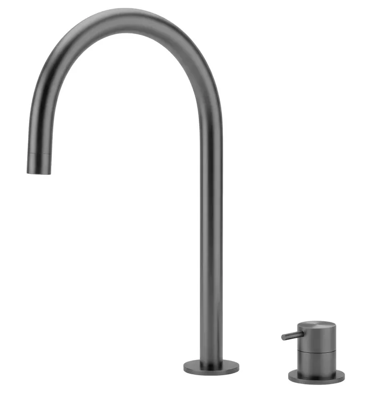 Expressleverans Waterevolution Flow 2-håls handfatskran PVD Gun Metal med hög U 200 mm utlopp T1122UGME
