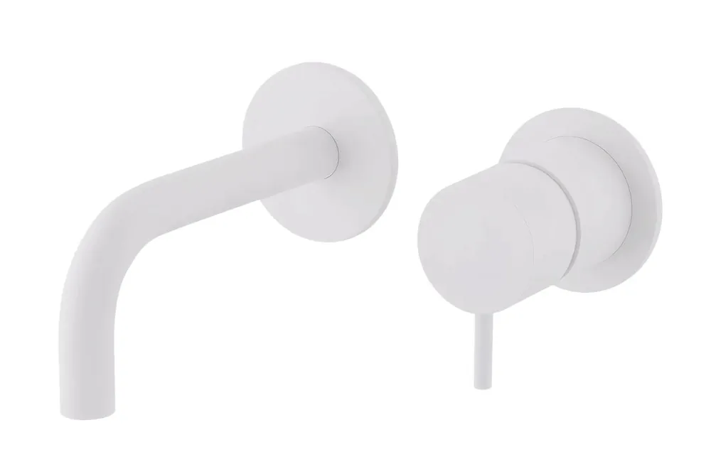 Waterevolution Flow inbyggd tvättställsblandare vit utloppspip 10cm T116BBR-10 Nedsatt pris
