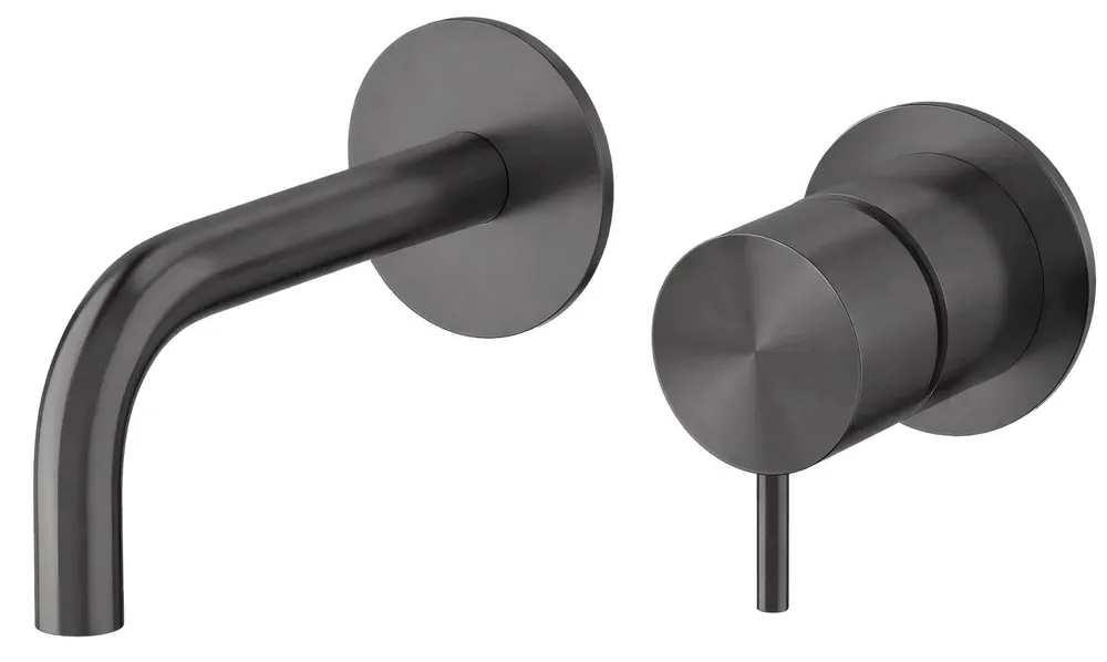 Begränsat erbjudande Waterevolution Flow Inbyggd tvättställsblandare PVD Gun Metal med utlopp 10 cm T116BME-10