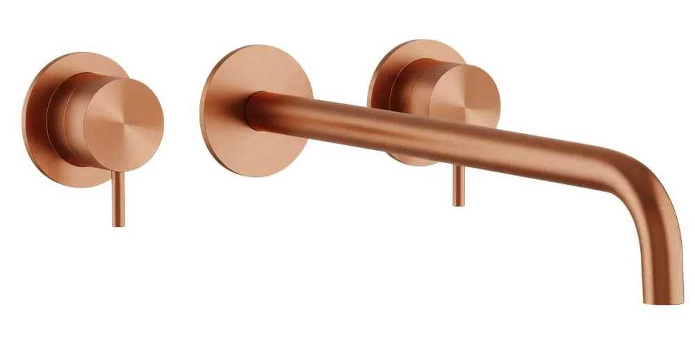 Waterevolution Flow 3-håls infälld tvättställsblandare PVD koppar med utlopp 21 cm T1163FCPE-21 Nyhet