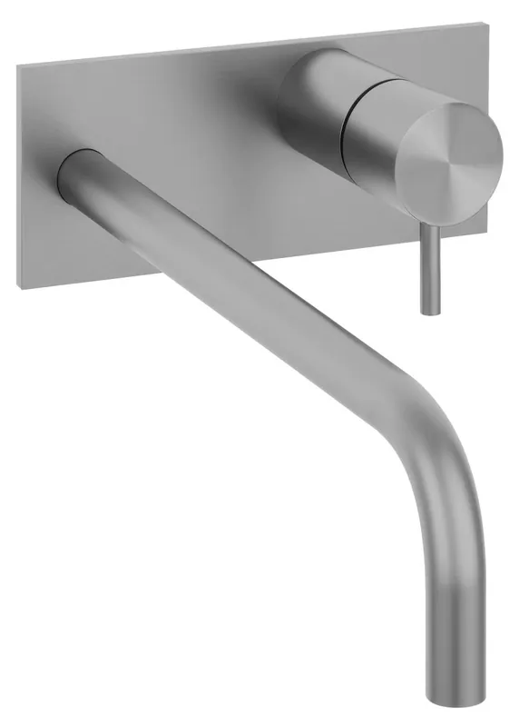 Endast idag Waterevolution Flow inbyggd tvättställsblandare med täckplatta helt i rostfritt stål med utlopp 21 cm T1161BIE-21