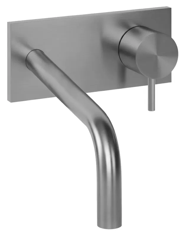 Waterevolution Flow inbyggd tvättställsblandare med täckplatta helt i rostfritt stål med utlopp 15 cm T1161BIE-15 Snabb frakt
