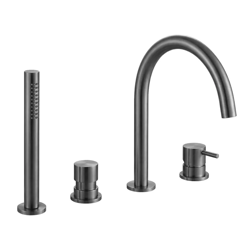 Waterevolution Flow 4-håls Badkran för Badkarskantmontering helt PVD Gun Metal T138GME Extra rabatt