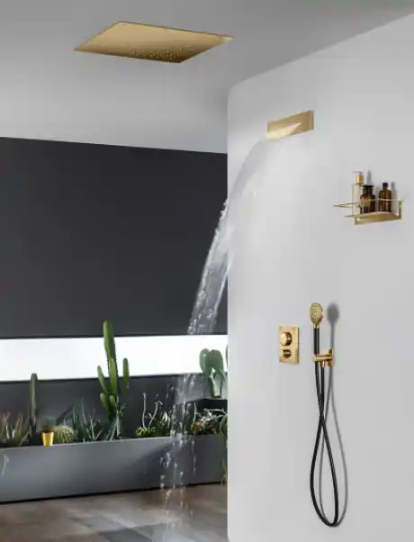 SB Square Chromotherapy Regndusch inbyggd PVD Guld 1208955467 Billig
