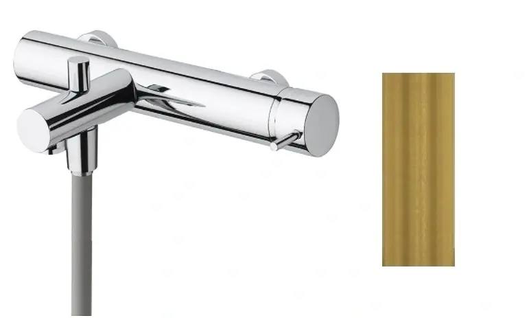 Waterevolution Flow badblandare med handduschset naturmässing T130LE Säker betalning