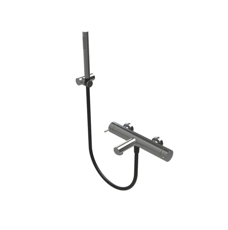 Trygg betalning Waterevolution Flow termostatisk tvåvägs duschblandare med handdusch Gun Metal T130TNWGM